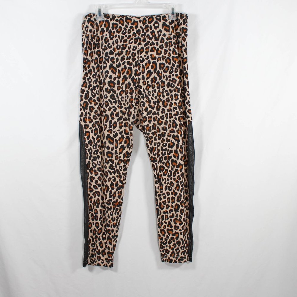 Goth Punk Leopard Animal Print Plus Size Leggings w/ Mesh Sides